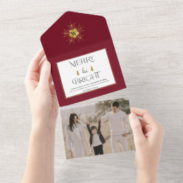 Eenvoudige, moderne kerstkaarten en heldere kerstk all in one uitnodiging