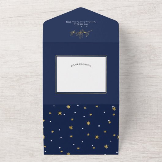 Eenvoudige, moderne kerstkaarten en heldere kerstk all in one uitnodiging (Buitenkant)