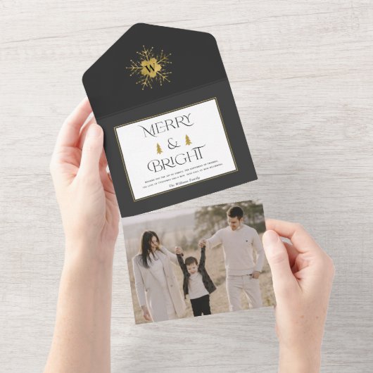 Eenvoudige, moderne kerstkaarten en heldere kerstk all in one uitnodiging (Afscheurbaar)