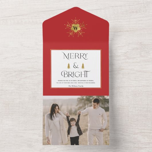 Eenvoudige, moderne kerstkaarten en heldere kerstk all in one uitnodiging (Binnen)