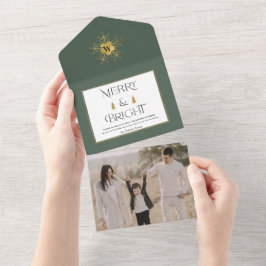 Eenvoudige, moderne kerstkaarten en heldere kerstk all in one uitnodiging