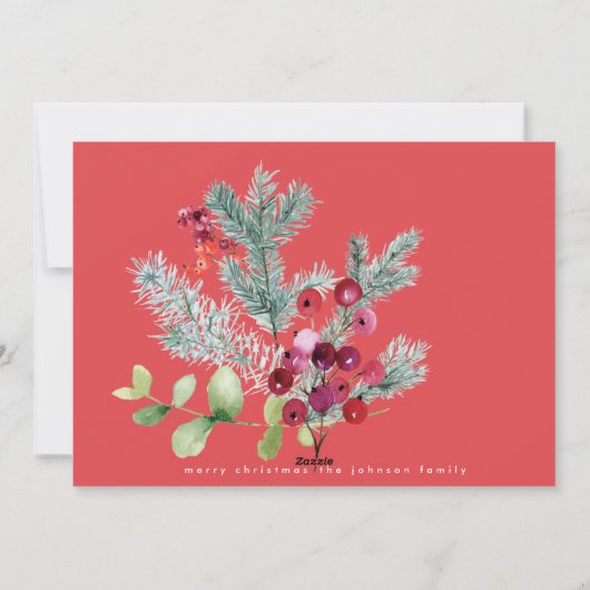 Eenvoudige, moderne kerstkerkers, witte rode foto feestdagenkaart (Achterkant)