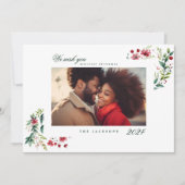 Eenvoudige, moderne kerstkerkers, witte rode foto feestdagenkaart (Voorkant)