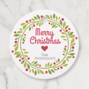 Eenvoudige Moderne Kerstkrans Custom Bedankjes Labels