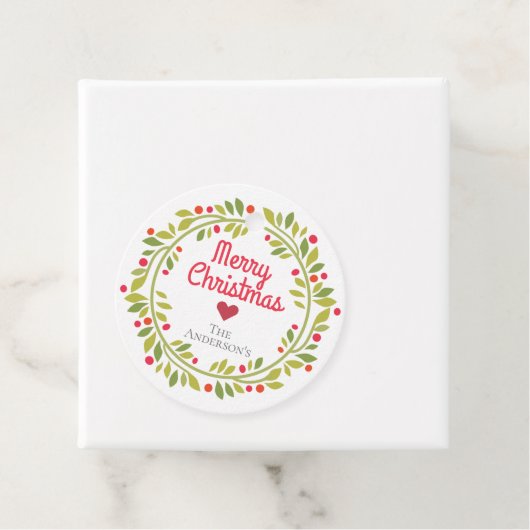 Eenvoudige Moderne Kerstkrans Custom Bedankjes Labels (In situ)