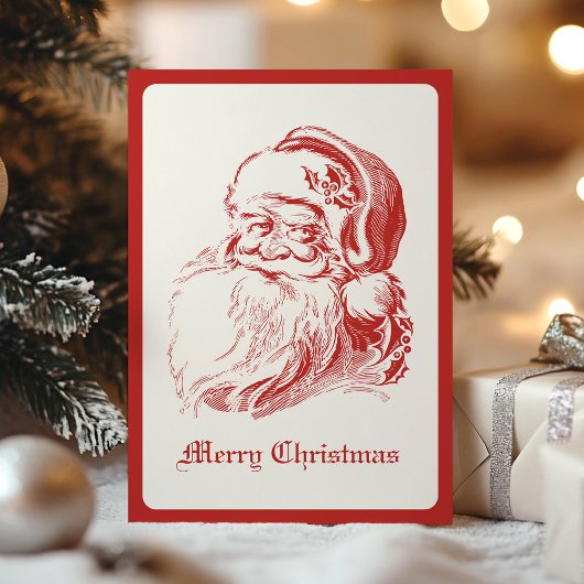 Eenvoudige moderne  kerstman feestdagen kaart