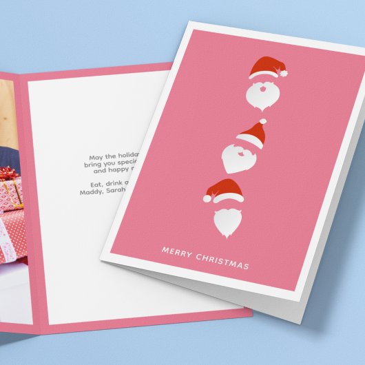 Eenvoudige Moderne Kerstman Graphic Roze Kerstfoto Feestdagen Kaart