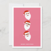 Eenvoudige Moderne Kerstman Graphic Roze Kerstfoto Feestdagenkaart (Voorkant)