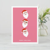Eenvoudige Moderne Kerstman Graphic Roze Kerstfoto Feestdagenkaart (Staand voorkant)