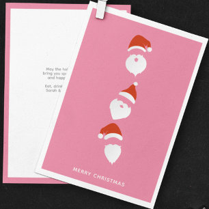 Eenvoudige Moderne Kerstman Graphic Roze Kerstmis Feestdagenkaart