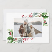 Eenvoudige Moderne Kerstmis Groen Wit Één Foto Feestdagenkaart (Voorkant)