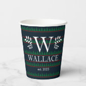 Eenvoudige Moderne Kerstmis monogram pasgetrouwde  Papieren Bekers (Achterkant)