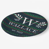 Eenvoudige Moderne Kerstmis monogram pasgetrouwde  Papieren Bordje (Gekanteld)