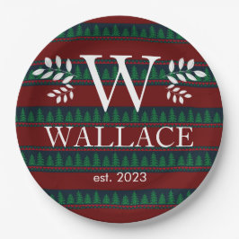 Eenvoudige Moderne Kerstmis monogram pasgetrouwde  Papieren Bordje