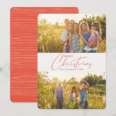 Eenvoudige, moderne kerstritfoto feestdagenkaart (Voorkant / Achterkant)