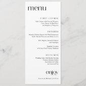 Eenvoudige Moderne Klasse Trouwfeest Menu (Voorkant)
