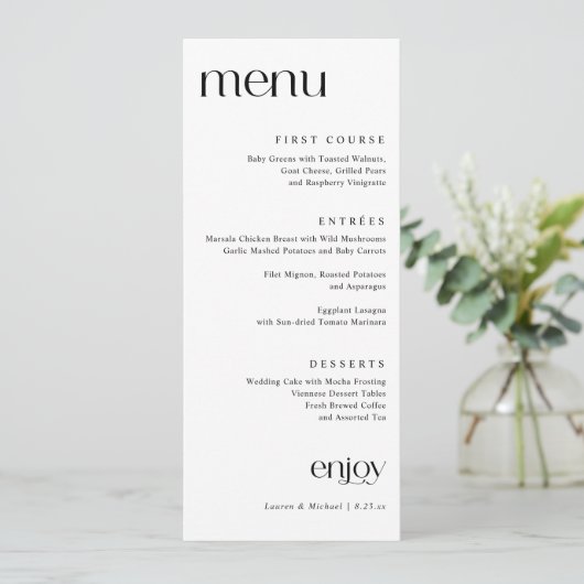 Eenvoudige Moderne Klasse Trouwmenu Menu (Staand voorkant)