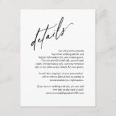 Eenvoudige moderne klassieke bruiloft - details informatiekaartje (Voorkant)