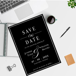 Eenvoudige Moderne Klassieke Zwarte Bewaar de Datu Save The Date