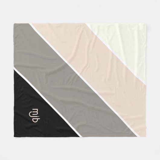 Eenvoudige Moderne Kleurenblokstrepen met Monogram Fleece Deken (Voorkant (Horizontaal))