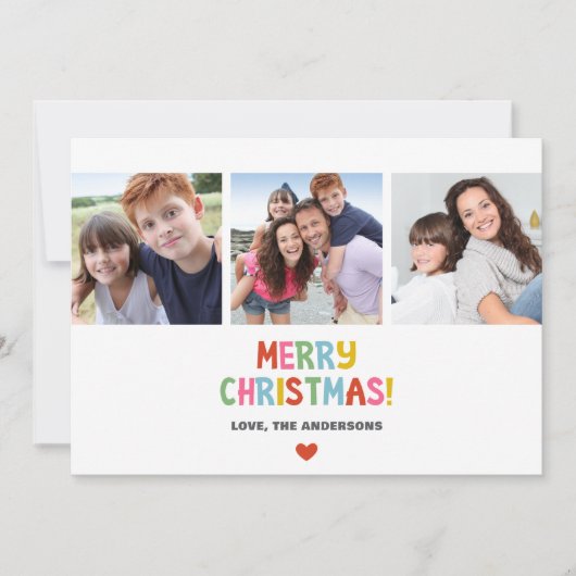 Eenvoudige moderne kleurrijke kerstfoto feestdagenkaart (Voorkant)