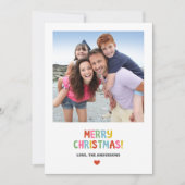 Eenvoudige moderne kleurrijke kerstfoto feestdagenkaart (Voorkant)