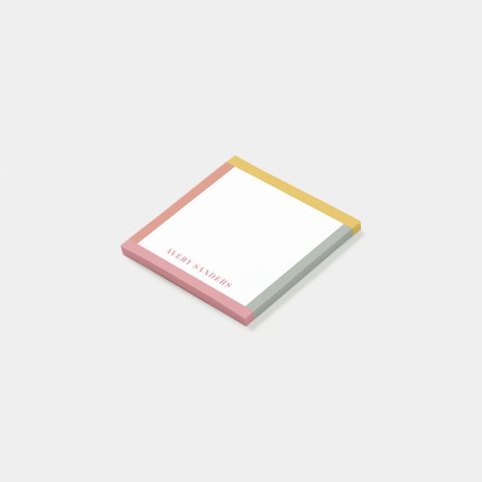Eenvoudige Moderne Kleurrijke Rand Naam Post-it® Notes (Schuin)