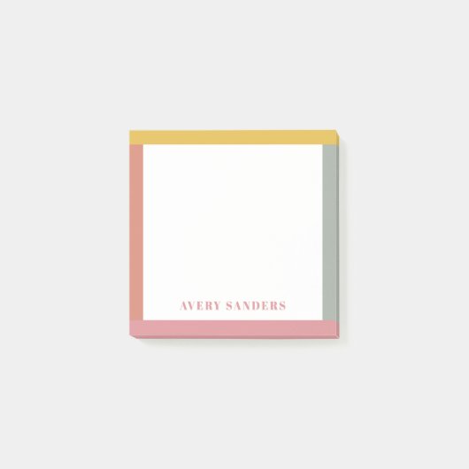Eenvoudige moderne kleurrijke randnaam post-it® notes (Voorkant)