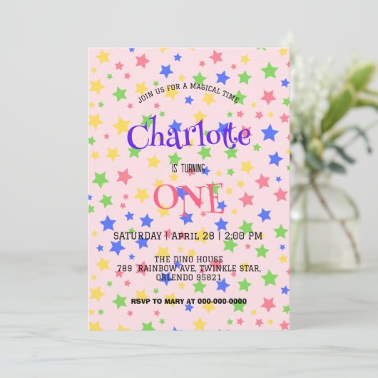 Eenvoudige moderne kleurrijke ster kleurrijke verj save the date (Staand voorkant)