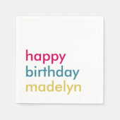 Eenvoudige, moderne kleurrijke verjaardag servet (Voorkant)