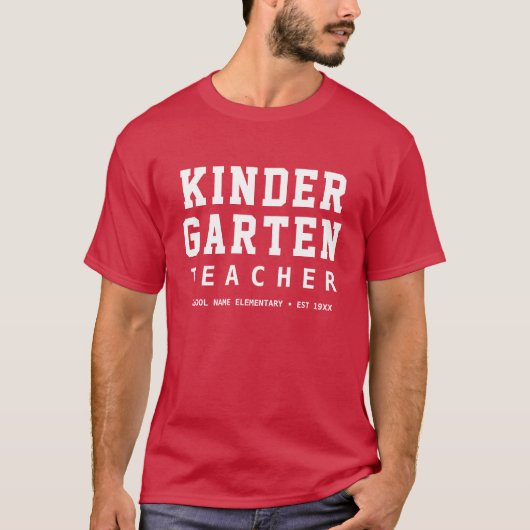 Eenvoudige moderne kleuterschool leraar | Naam sch T-shirt (Voorkant)