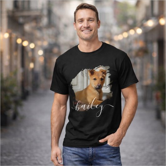 Eenvoudige moderne koele typografie naam en foto v t-shirt
