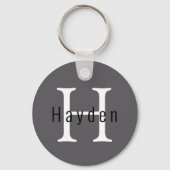 Eenvoudige moderne kolenmonogram naam + Initiaal Sleutelhanger (Voorkant)