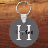 Eenvoudige moderne kolenmonogram naam + Initiaal Sleutelhanger (Achterkant)