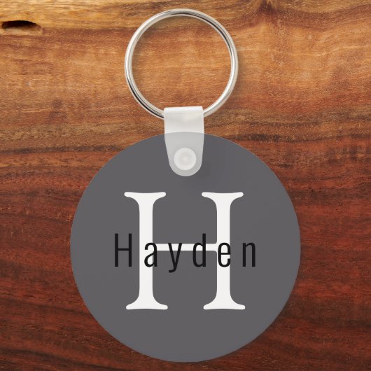 Eenvoudige moderne kolenmonogram naam + Initiaal Sleutelhanger (Achterkant)