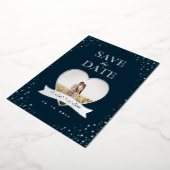 Eenvoudige moderne koppel foto trouw save the date folie uitnodiging (Gedraaid)