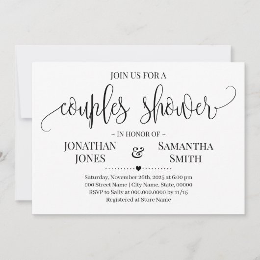 Eenvoudige moderne koppels douche minimalistische  kaart (Voorkant)