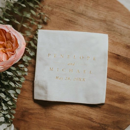 Eenvoudige moderne koppels naam monogram folie servetten