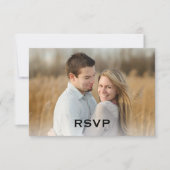 Eenvoudige moderne koraal en roze foto bruiloft RSVP kaartje (Voorkant)