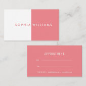 Eenvoudige moderne koraalrode en witte afspraakkaa visitekaartje (Voorkant / Achterkant)