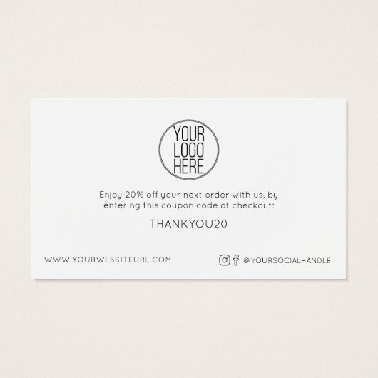 Eenvoudige Moderne KORTING VAN UW LOGO HIER Visitekaartje (Achterkant)