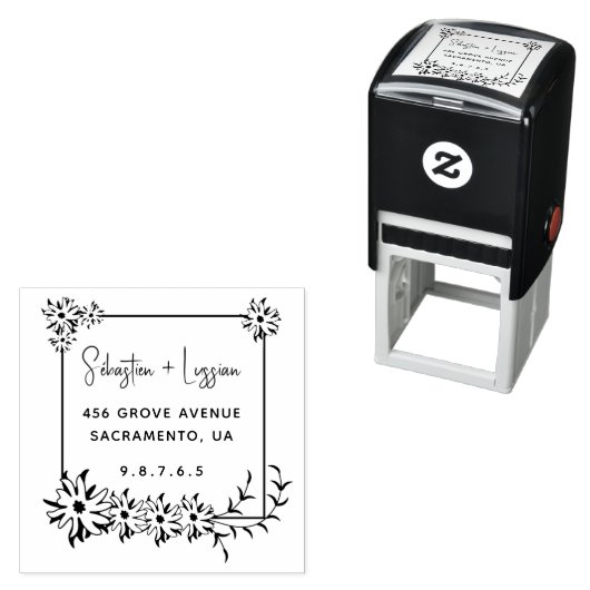 Eenvoudige moderne krans getrouwd paar  zelfinktende stempel (In situ)