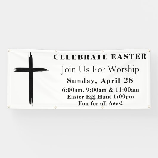 Eenvoudige moderne kruis Paaszondag Service Kerk Spandoek (Horizontaal)