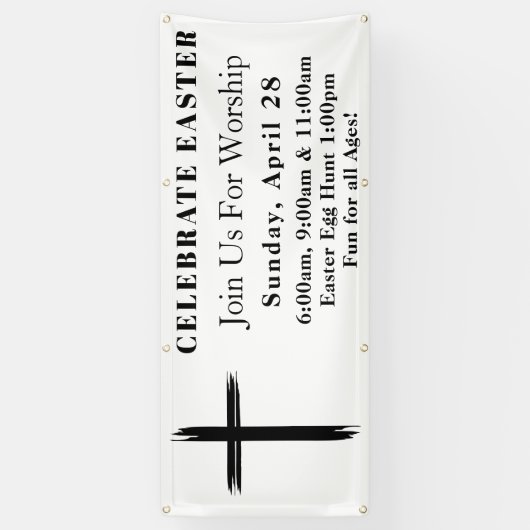 Eenvoudige moderne kruis Paaszondag Service Kerk Spandoek (Verticaal)