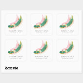 Eenvoudige moderne kunst verf lijn bruiloft gunst vierkante sticker (Vel)