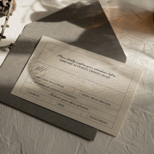 Eenvoudige & moderne label maaltijdkeuze RSVP kaartje