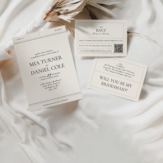 Eenvoudige & Moderne Label QR-code RSVP-kaart RSVP Kaartje