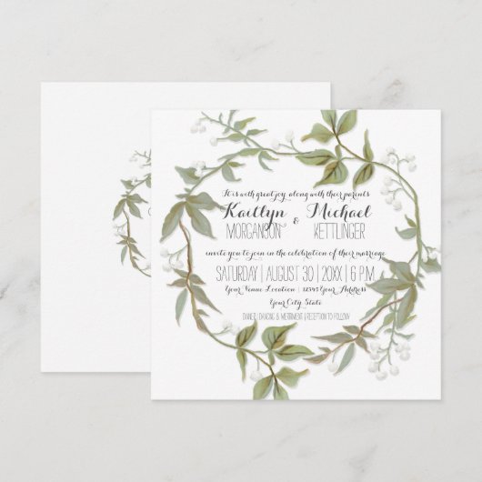 Eenvoudige moderne laurierbladkrans baby's adem kaart (Voorkant / Achterkant)