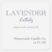 Eenvoudige Moderne Lavendel Slaaplied Kaars Vierkante Sticker (Voorkant)