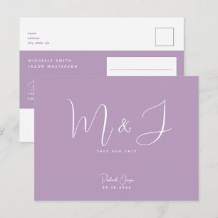 Eenvoudige Moderne Lavendel Trouwkaart 'Save the D Briefkaart